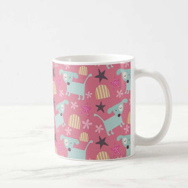 Hundar, stjärnor och blommor kaffemugg (Höger)