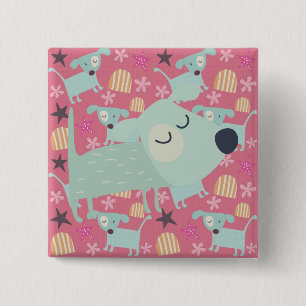 Hundar, stjärnor och blommor knapp