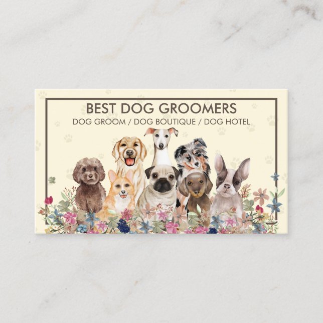 Hundar Tass Ram Gult Cute Pet Visitkort (Framsida)