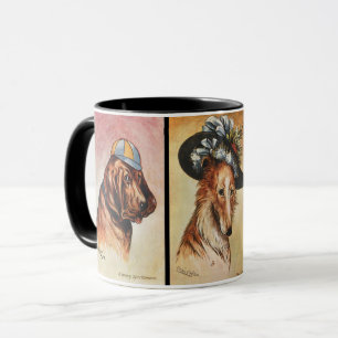 Hundar, tecknad triptych mugg