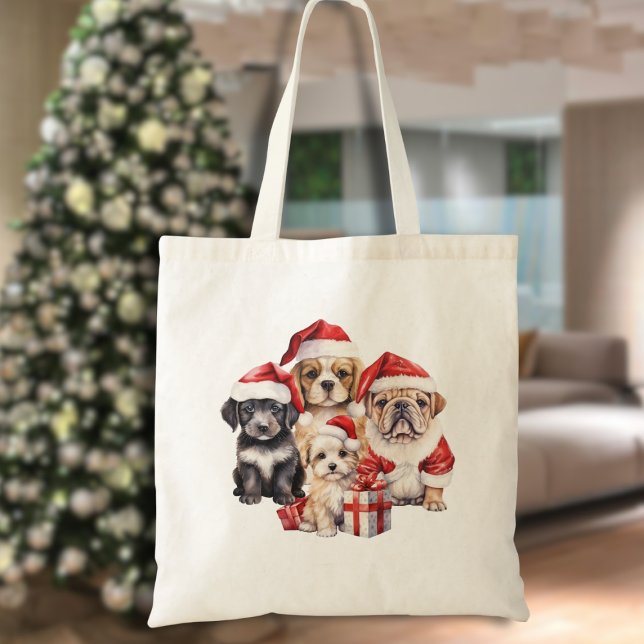 "Hundar till jul", söt hund älskare tote väska (Skapare uppladdad)