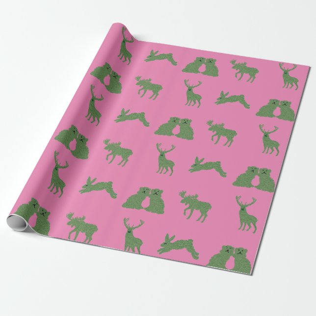 Hundar Topiary Hjort Rabbit Wrapping P Presentpapper (Utrullad)