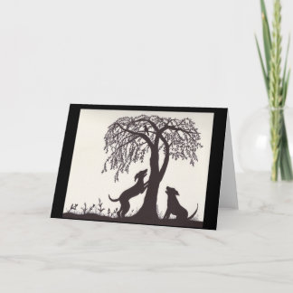 Hundar Träd a Bird Kort