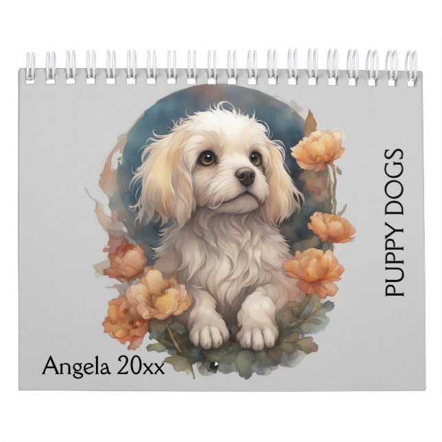 Hundar, valp, Hundar Flowers Kalender (Omslag)