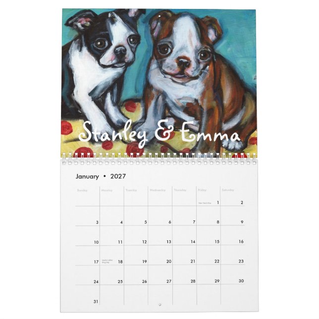 Hundar vid den Angie 2011 kalendern Kalender (Jan 2027)