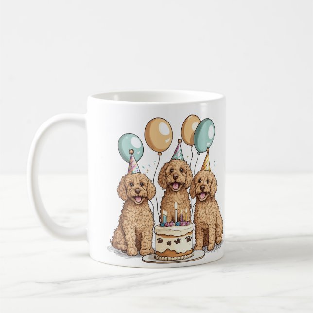 Hundar vid födelsedagen kaffemugg (Vänster)