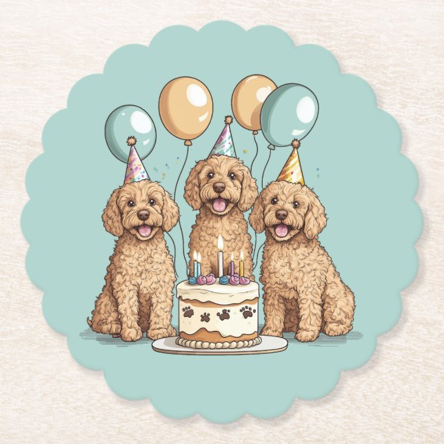 Hundar vid födelsedagen underlägg papper (Framsida)