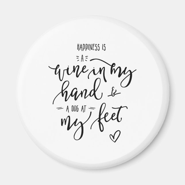 Hundar Vin Kärlek: Offert Funky Hand Lettered Magnet (Framsidan)