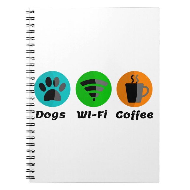 Hundar Wi-Fi och kaffe Anteckningsbok (Framsidan)