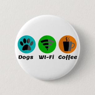 Hundar Wi-Fi och kaffe Knapp