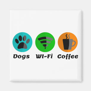 Hundar Wi-Fi och kaffe Magnet
