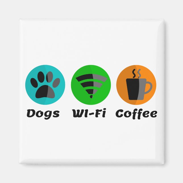 Hundar Wi-Fi och kaffe Magnet (Framsidan)