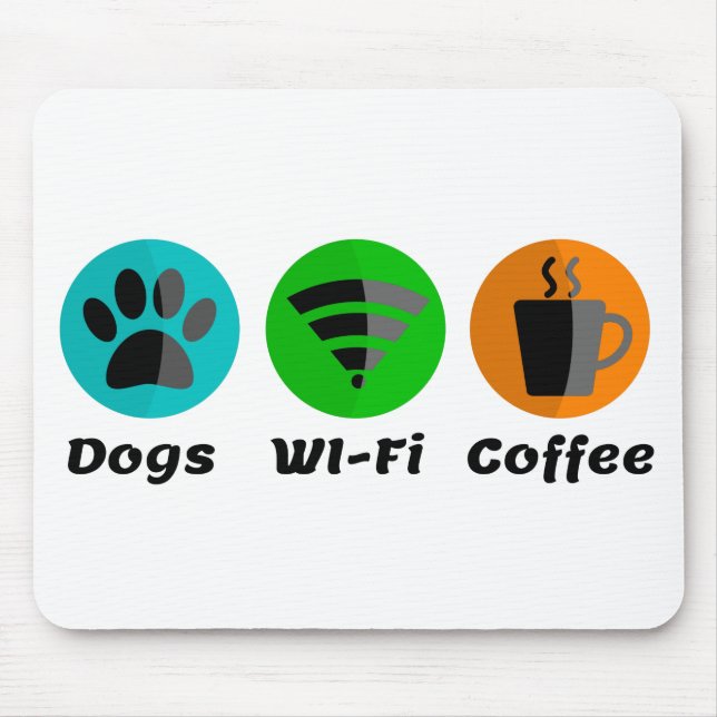 Hundar Wi-Fi och kaffe Musmatta (Framsidan)