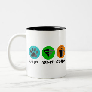 Hundar Wi-Fi och kaffe Två-Tonad Mugg
