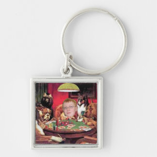 Hundarna som leker pokermålningbedrift. Mig Fyrkantig Silverfärgad Nyckelring