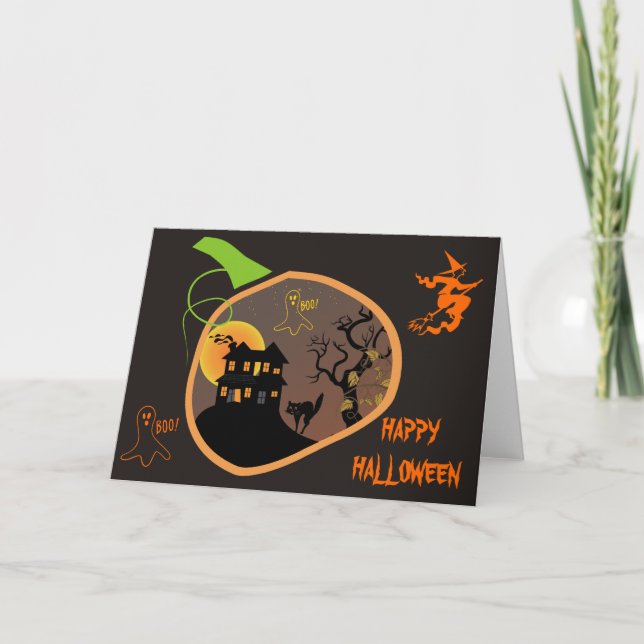 Hundat House Halloween Anpassningsbar Greeting Car Kort (Framsida)