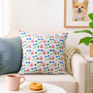 Hundben Muff Rosa Blå Grön Mönster Kudde