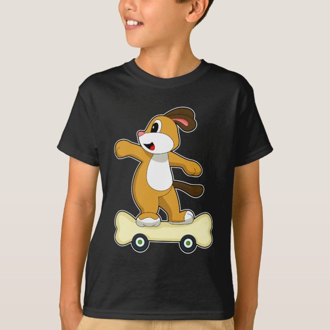Hundben Skater Skateboard T Shirt (Framsida)