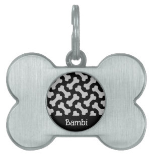 Hundbenmönstrad inramad hundhalsband ID-bricka husdjur