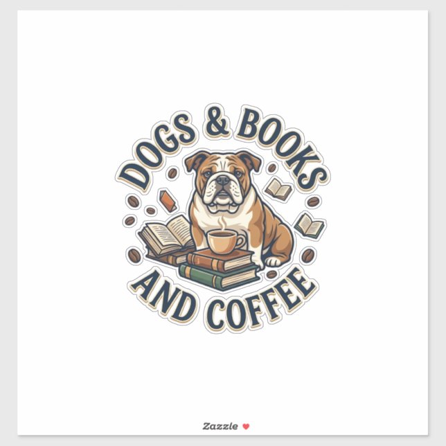 HundböckerKaffeBulldoggStapelKopp_1 Klistermärken (Ark)