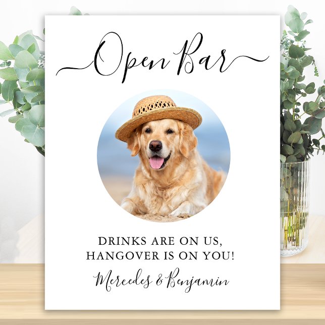 Hundbröllop Öppen Bar Anpassad Foto Drinkar På Oss Poster (Skapare uppladdad)