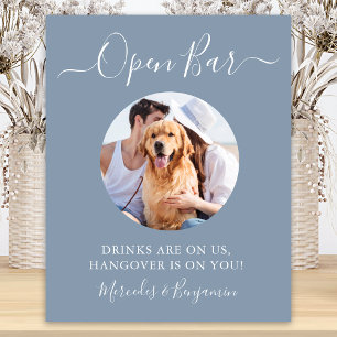 Hundbröllop Öppen Bar Dammig Blå Anpassad Foto Poster
