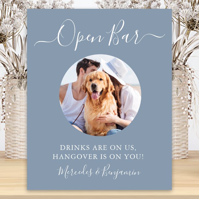 Hundbröllop Öppen Bar Dammig Blå Anpassad Foto Poster (Skapare uppladdad)