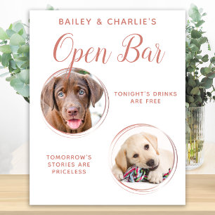 Hundbröllop Öppen Bar Hund 2 Foto Roséguldiga Drin Poster