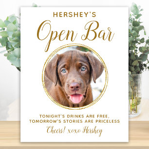 Hundbröllop Öppen Bar Hund Foto Elegant Guld Dryck Poster