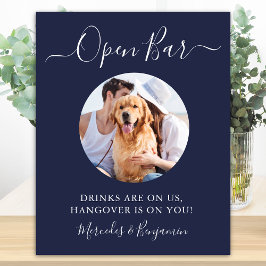 Hundbröllop Öppen Bar Marinblå Anpassad Foto Poster