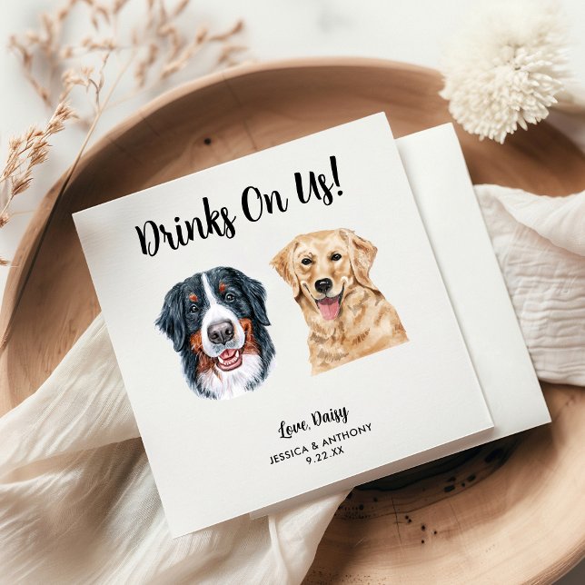 Hundbröllops cocktailservetter pappersservett (Skapare uppladdad)