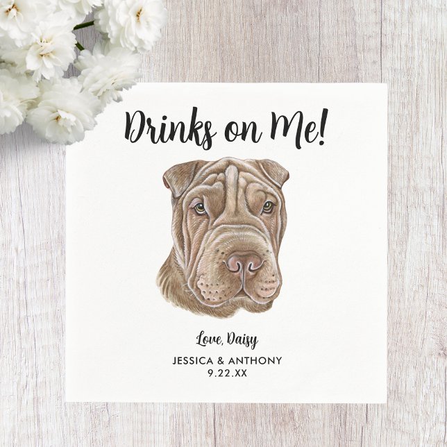 Hundbröllops cocktailservetter pappersservett (Skapare uppladdad)