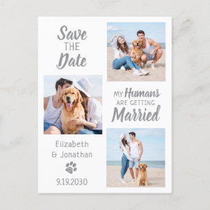 Hundbröllops fotokollage Spara datum Meddelande Vykort