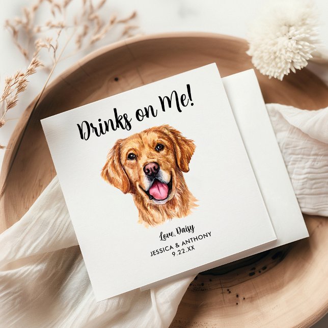 Hundbröllopsservietter Pappersservett (Dog Wedding Cocktail Napkins)