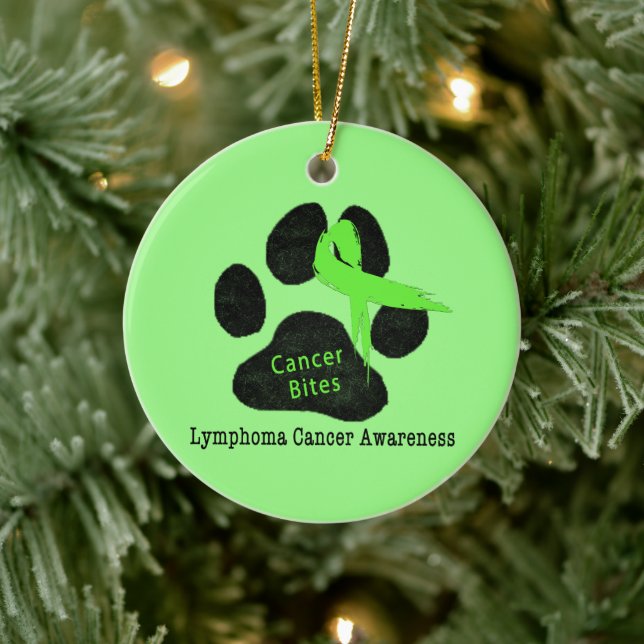 Hundcancersupport Grön Band Hundavtryck Julgransprydnad Keramik (Träd)