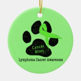Hundcancersupport Grön Band Hundavtryck Julgransprydnad Keramik