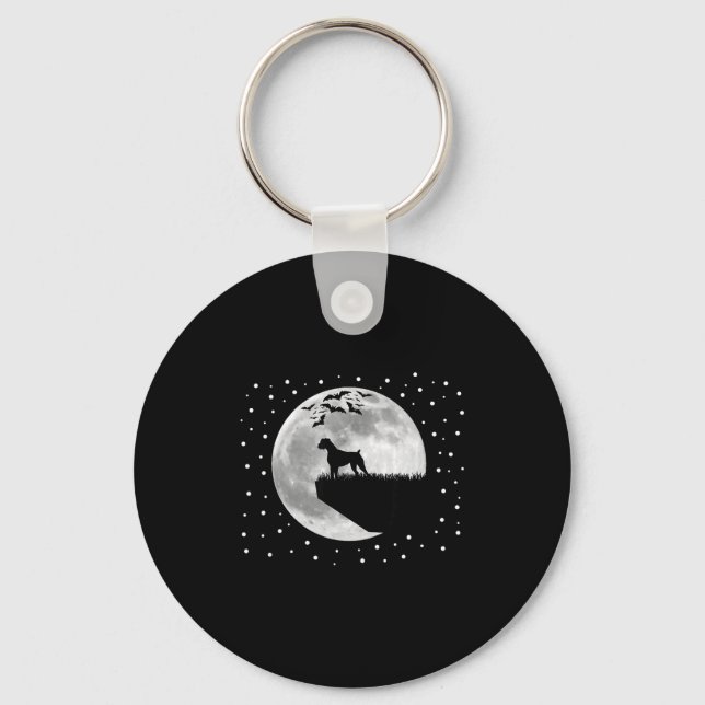 Hunddesign halloween läskig natt spöklik boxer fla nyckelring (Framsida)