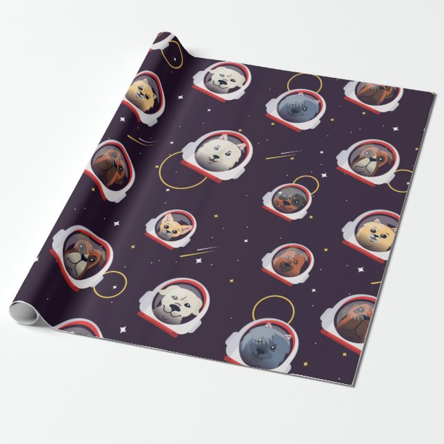 Hunde Astronauten Presentpapper (Utrullad)