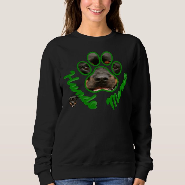Hundemama Rottweiler Grönt T Shirt (Framsida)