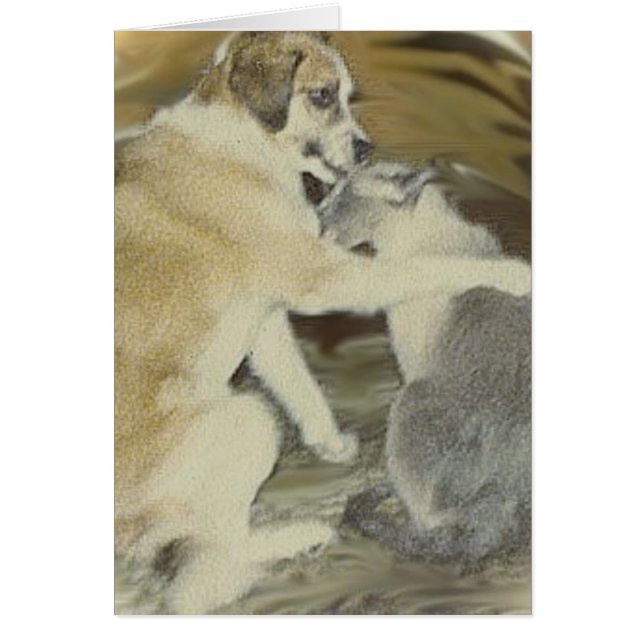 hunden älskar katten hälsningskort (Framsidan)