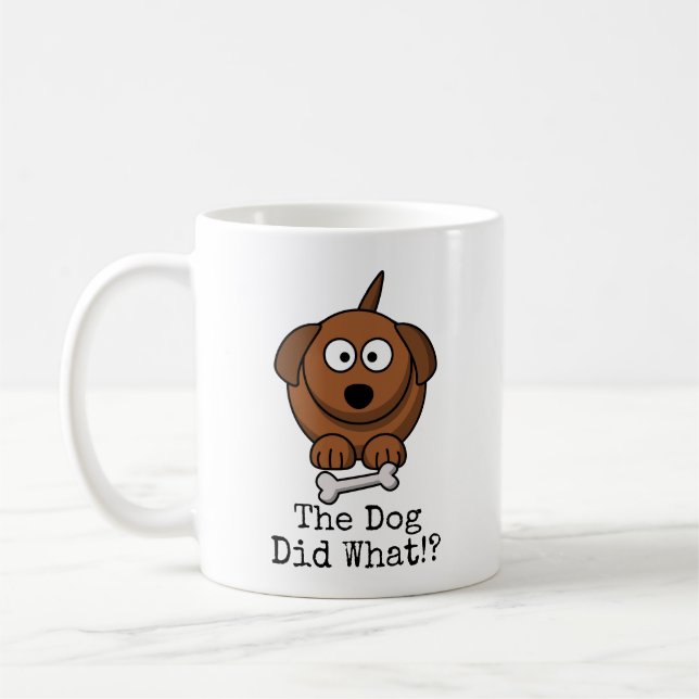 "Hunden gjorde vad!?" Tecknad serie Kaffemugg (Vänster)