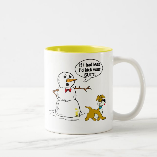 Hunden kissar på snögubbeskämt mugg (Höger)