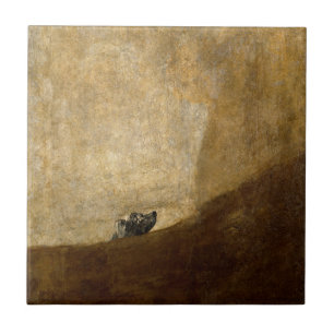 Hunden (svart målningar) vid Francisco Goya 1820 Kakelplatta