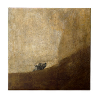 Hunden (svart målningar) vid Francisco Goya 1820 Kakelplatta