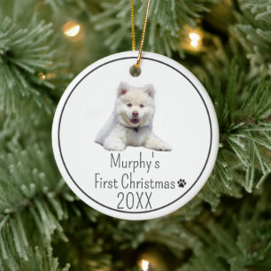 Hundens Första Jul Anpassad Foto Julgransprydnad Keramik
