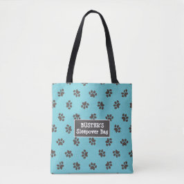 Hundens tassavtryck Blå Totebag Tygkasse