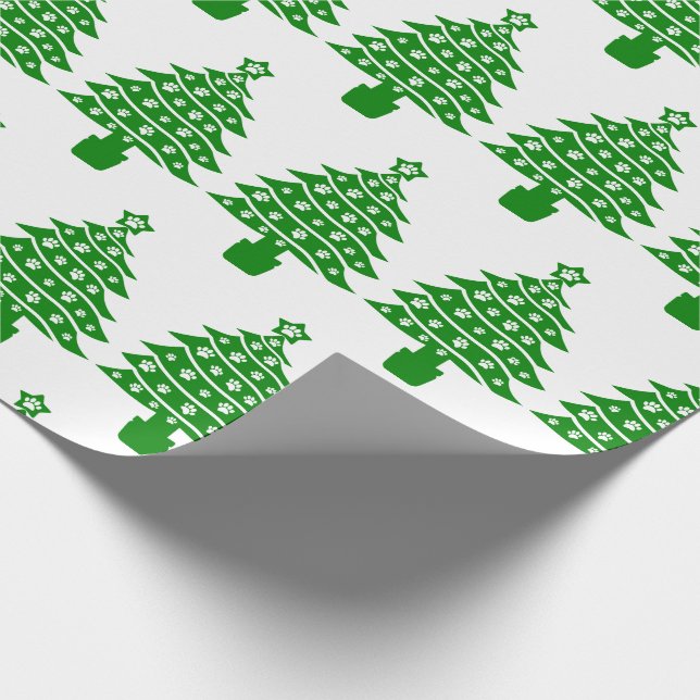 Hundens tassavtryck Grön julgran Presentpapper (Hörn)