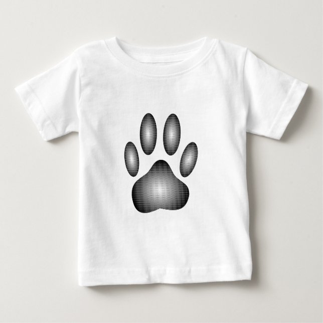 Hundens tassavtryck i svarta och vita gradienter t-shirt (Framsida)