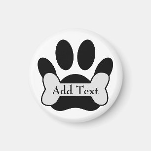 Hundens tassavtryck och ben redigerbar text magnet