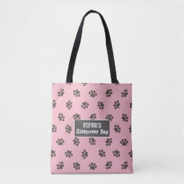 Hundens tassavtryck Rosa Totebag Tygkasse